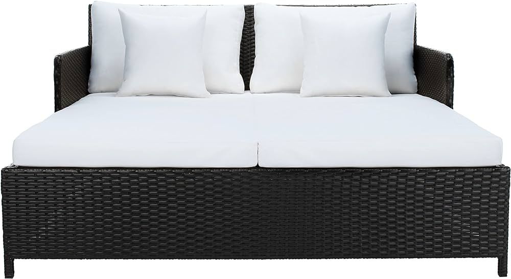 Safavieh PAT7500A Outdoor Collection Cadeo Black and White Cushion Daybed | Amazon (US)