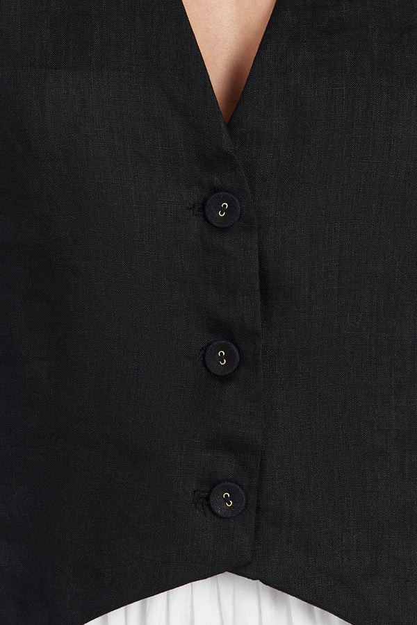 BANKS BLACK LINEN VEST | DISSH