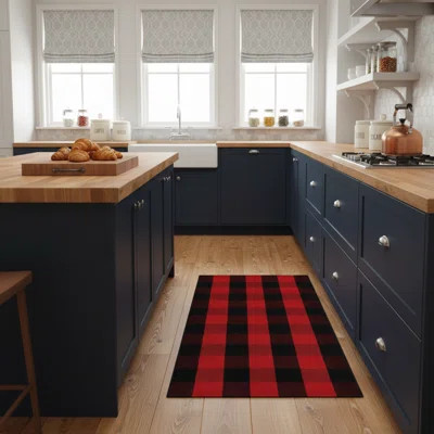 Buffalo Plaid Outdoor Door Mat 27.5"X43" Hand-Woven Cotton Washable Layered Decor Rug For Front Porch & Entryway Kitchen Farmhouse â Festive Holiday | Wayfair North America