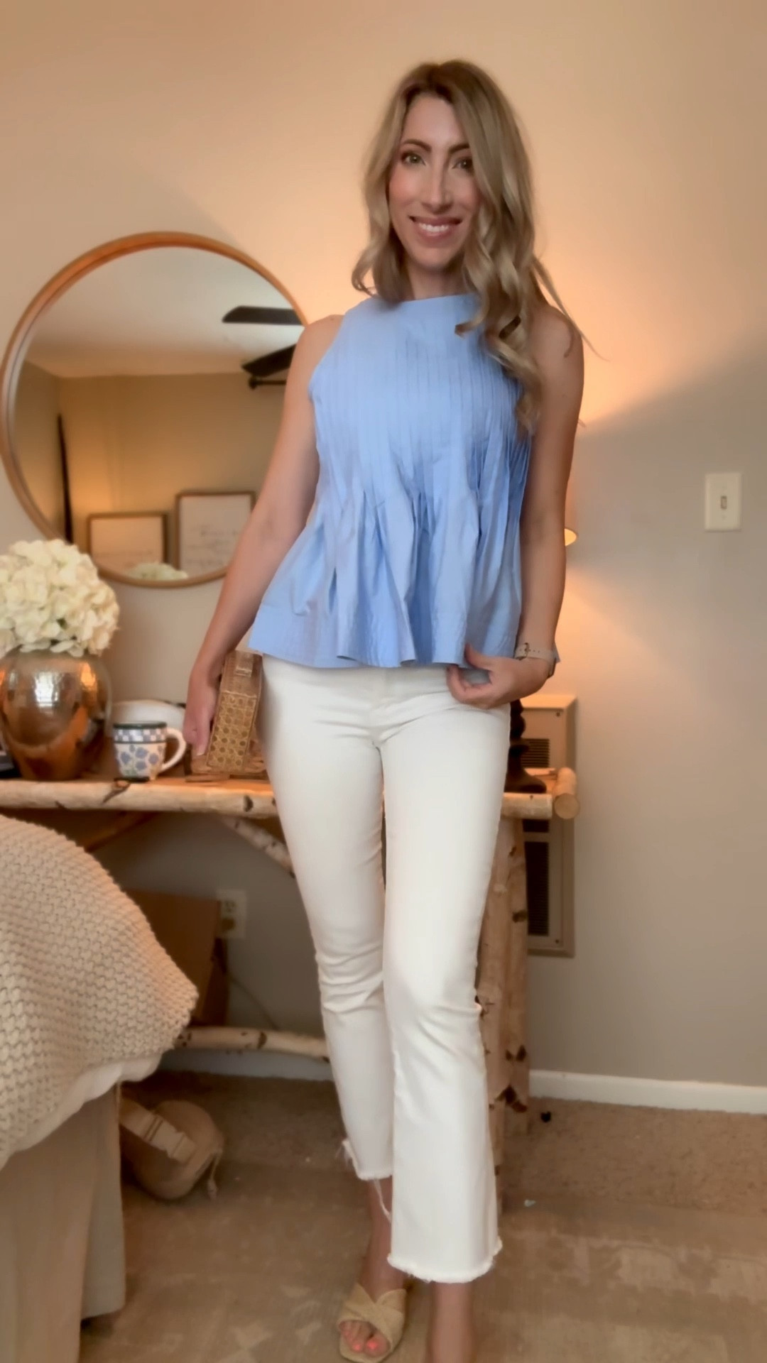 If you haven’t snagged this adorable peplum top from Walmart yet this is your sign. The color and cut is stunning! Wearing XS. Spring outfit, southern style, classic mom style, affordable statement top, summer outfit, white jeans, mother jeans, Mother’s Day, mother’s day outfit. Glassalwaysfull 

#LTKootd #LTKOver40 #LTKSeasonal