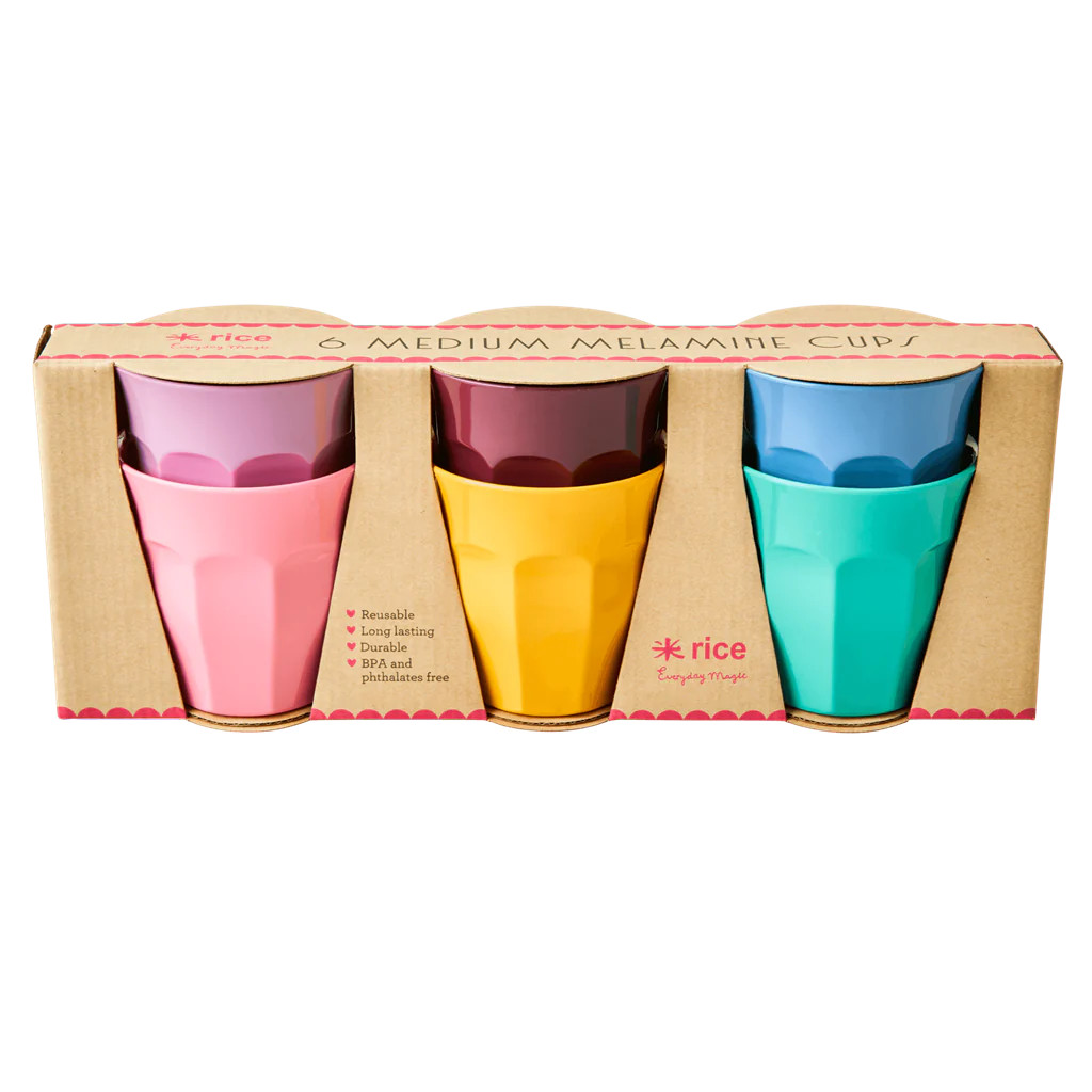 Melamine Cups in 'DANCE IT OUT' Colors  - Medium - 6 pcs. in Gift Box | Rice By Rice