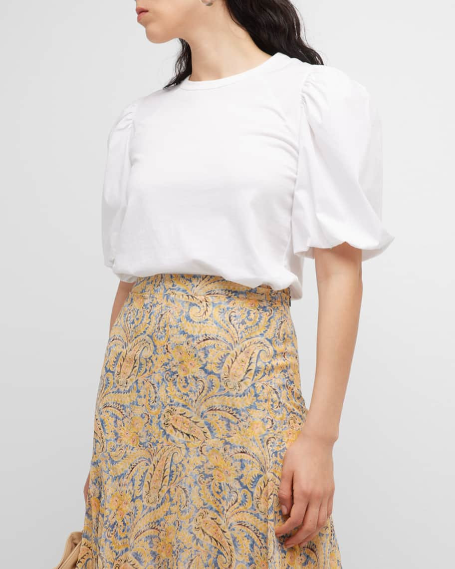 Veronica Beard Jeans Morrison Puff Sleeve Top | Neiman Marcus