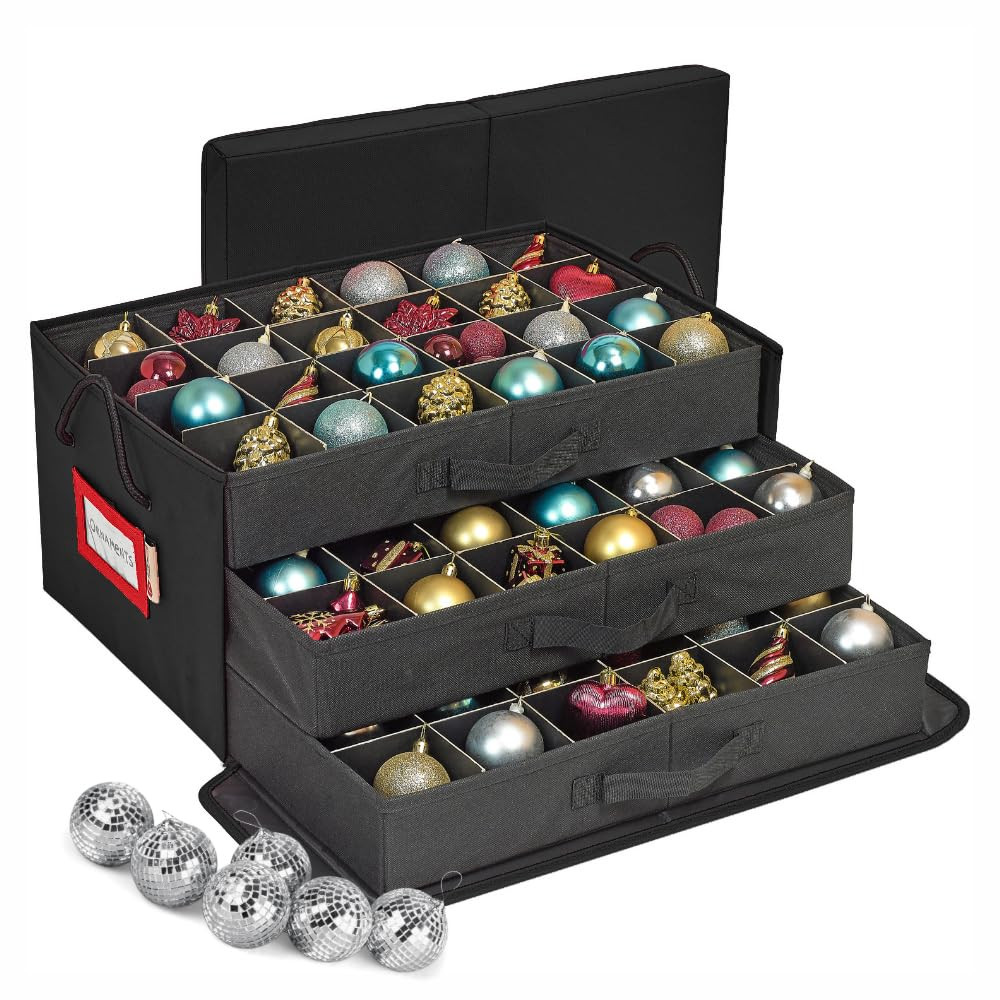 HOLDN’ STORAGE Christmas Ornament Storage Box with Dividers, Holds 72 Ornaments (3 Inch), Large... | Amazon (US)