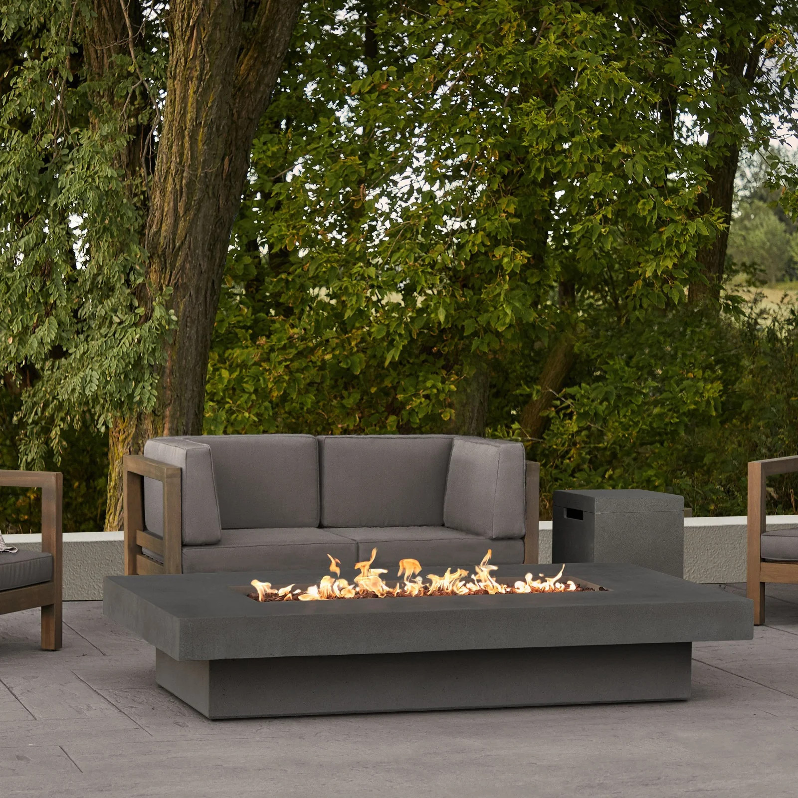 Geneva 72" Rectangle Propane Fire Pit Table | Real Flame