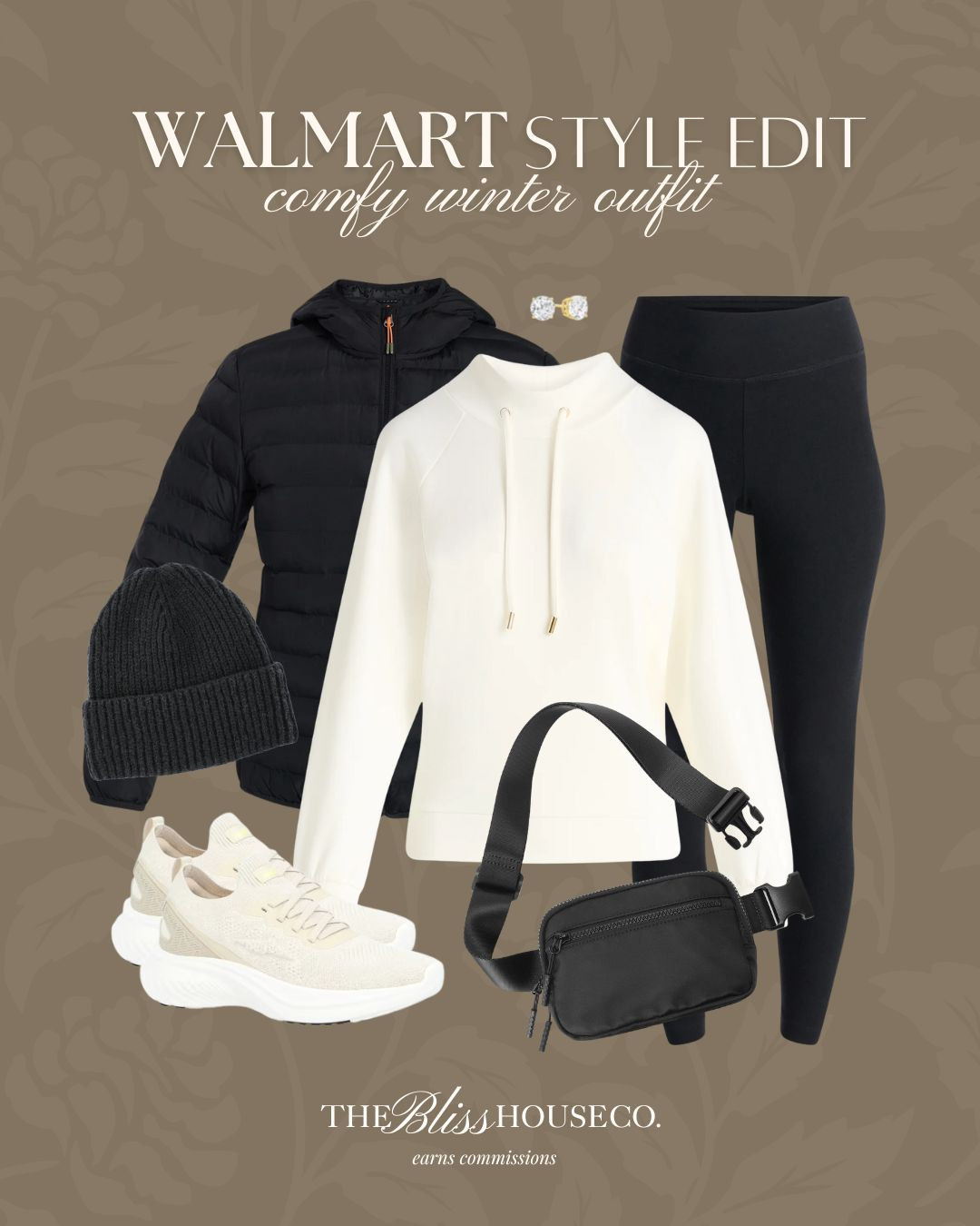 Comfy and casual winter outfit all from Walmart ✨ Affordable clothing finds, athleisure, throw on and go, errands outfit, pullover, cozy styled look, Walmart fashion. 

 #LTKootd #LTKActive #LTKFindsUnder50