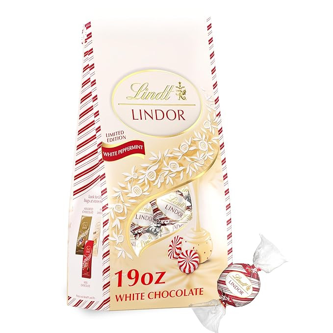 Lindt LINDOR White Chocolate Peppermint Candy Truffles with Smooth Peppermint Truffle Center, 19 ... | Amazon (US)