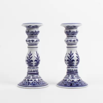 2 Piece Porcelain Tabletop Candlestick Set | Wayfair North America
