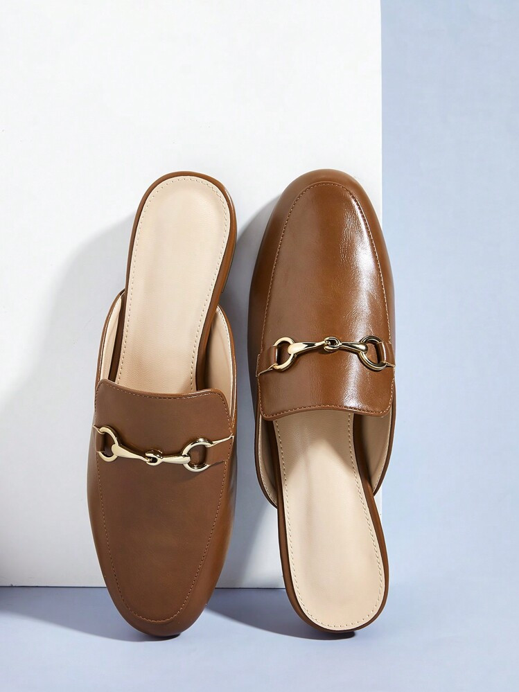 Slip on mule with horse bit buckle  | SHEIN
