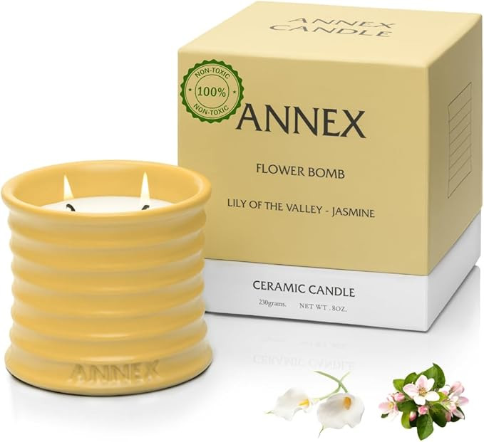 Scented Luxury Candles in Handmade Ceramic Jars, Soy Wax | Flower Bomb – Lily of The Valley & J... | Amazon (US)