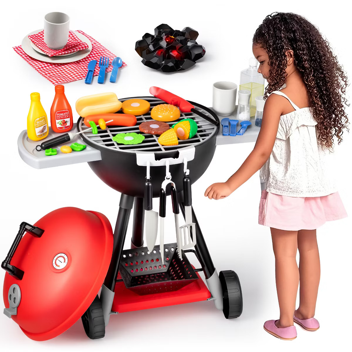 Joyfy 34 Pcs Kids Kitchen Playset, Toy BBQ Grill Set, Outdoor Play Food Cooking Toy Set Birthday ... | Target
