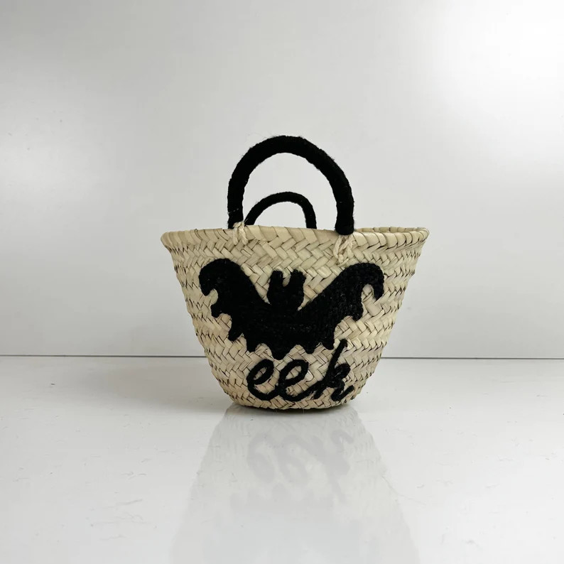 Halloween Handcrafted Tote Straw Bag: Eco-Friendly & Unique Gift, Halloween Bucket, Candy Tote, M... | Etsy (Global)