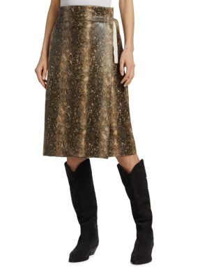 Ganni Snake Embossed Faux Leather Wrap Skirt on SALE | Saks OFF 5TH | Saks Fifth Avenue OFF 5TH
