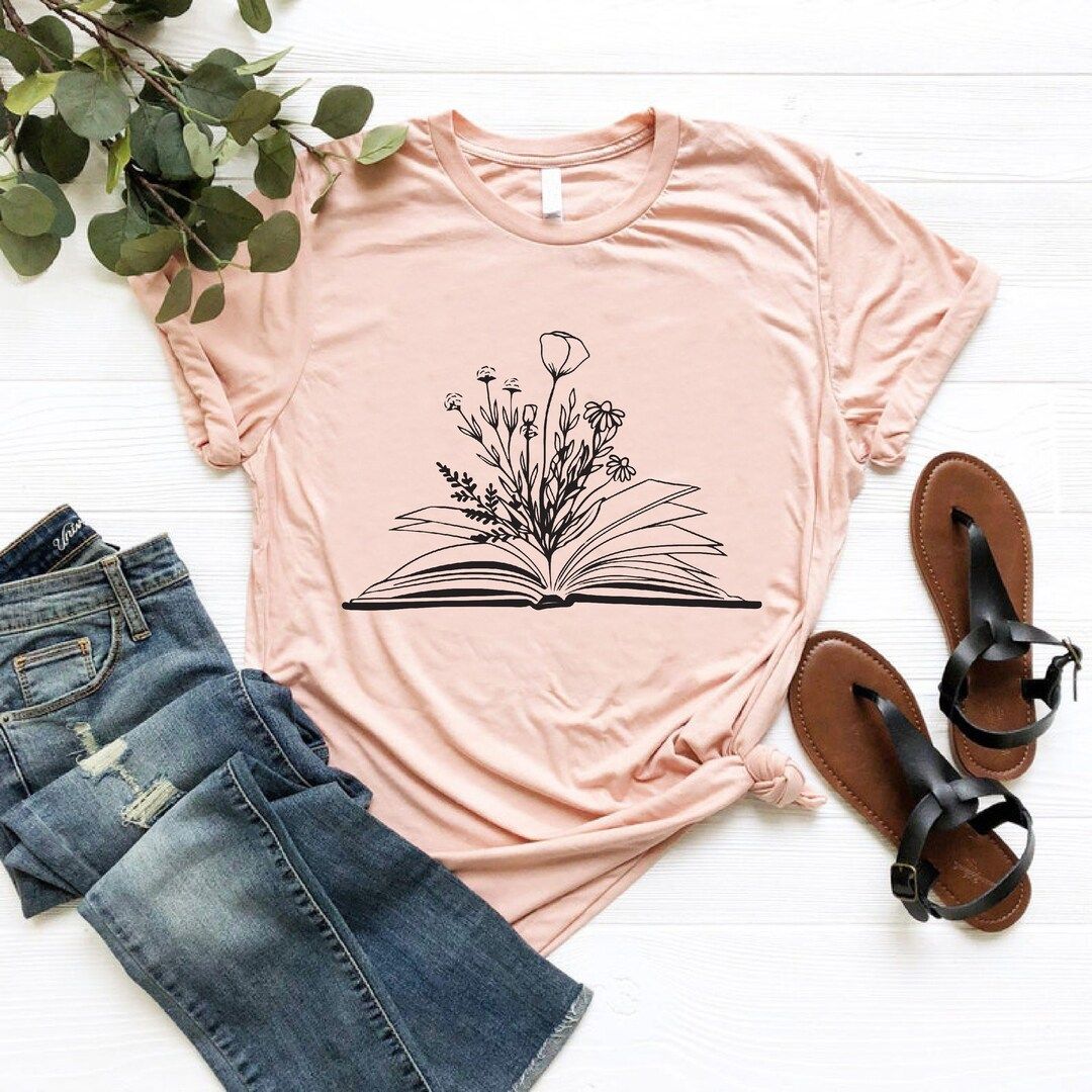 Book Lover Shirt Flower Books Shirt Gift for Book Lover - Etsy | Etsy (US)
