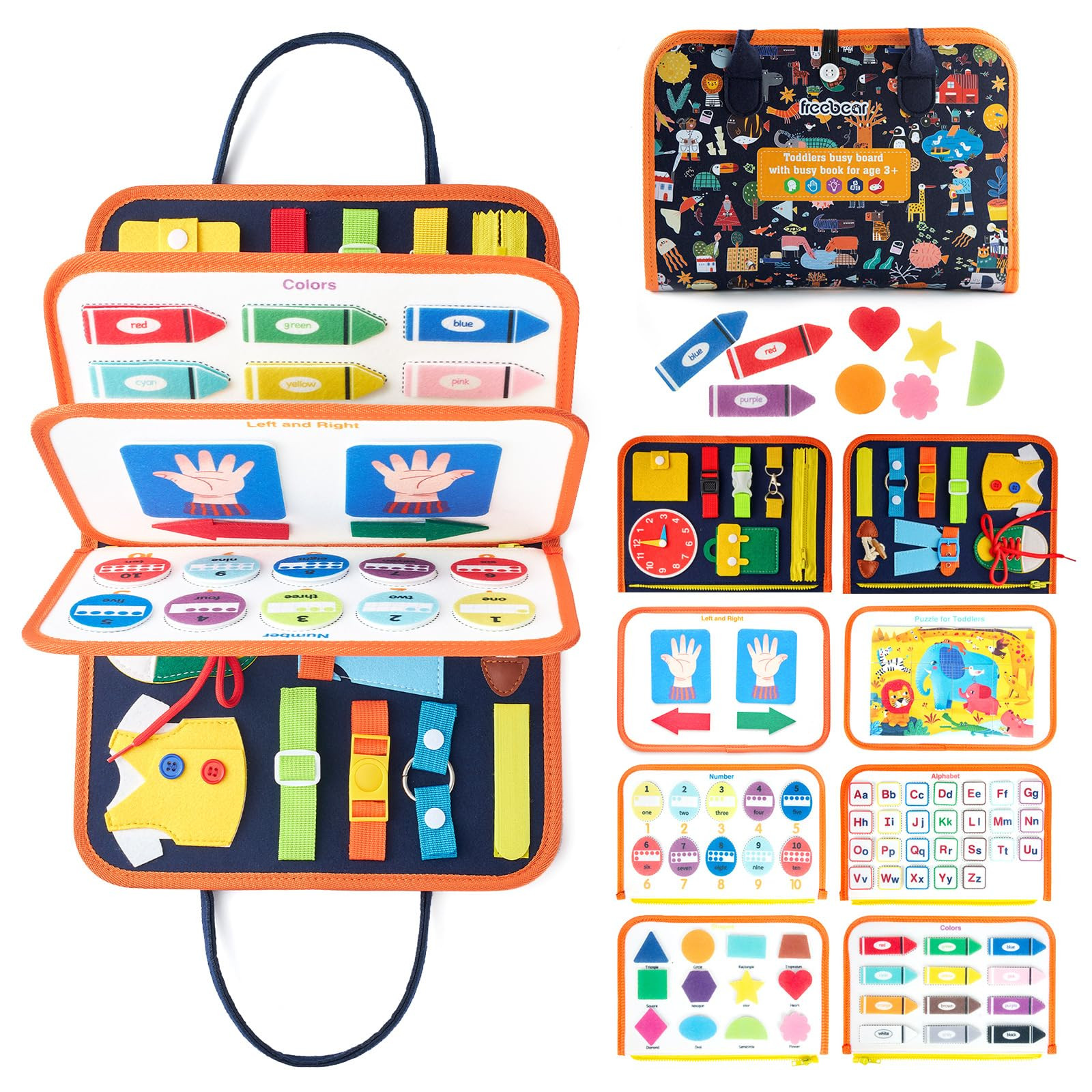 Freebear Busy Board, Toddler Travel Toys, Sensory Toys for Toddlers 2 3 4, Montessori Learning To... | Amazon (US)