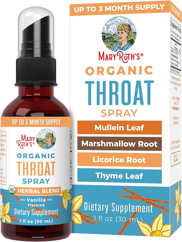 USDA Organic Throat Spray with Mullein Leaf by MaryRuth's | Marshmallow Root & Licorice Root & Th... | Amazon (US)
