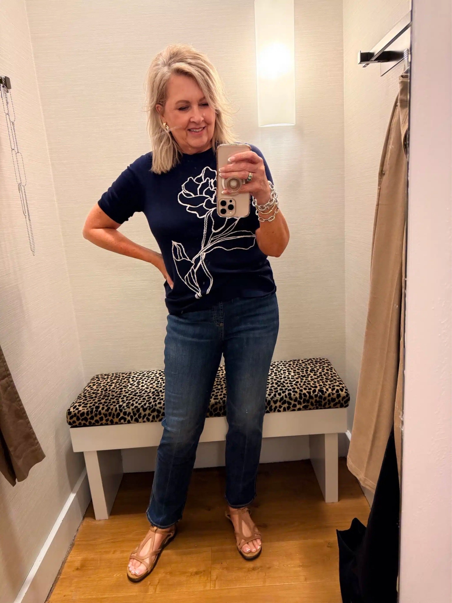 Outfit idea from Chico’s! I love this printed top and it would be great styled with denim or white pants. My top and jeans are both size 1.

#LTKWorkwear #LTKOver40 #LTKootd