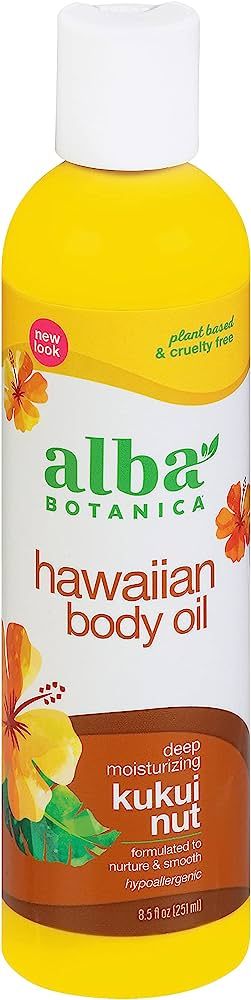 Alba Botanica Hawaiian Body Oil, Deep Moisturizing Kukui Nut, 8.5 Oz | Amazon (US)