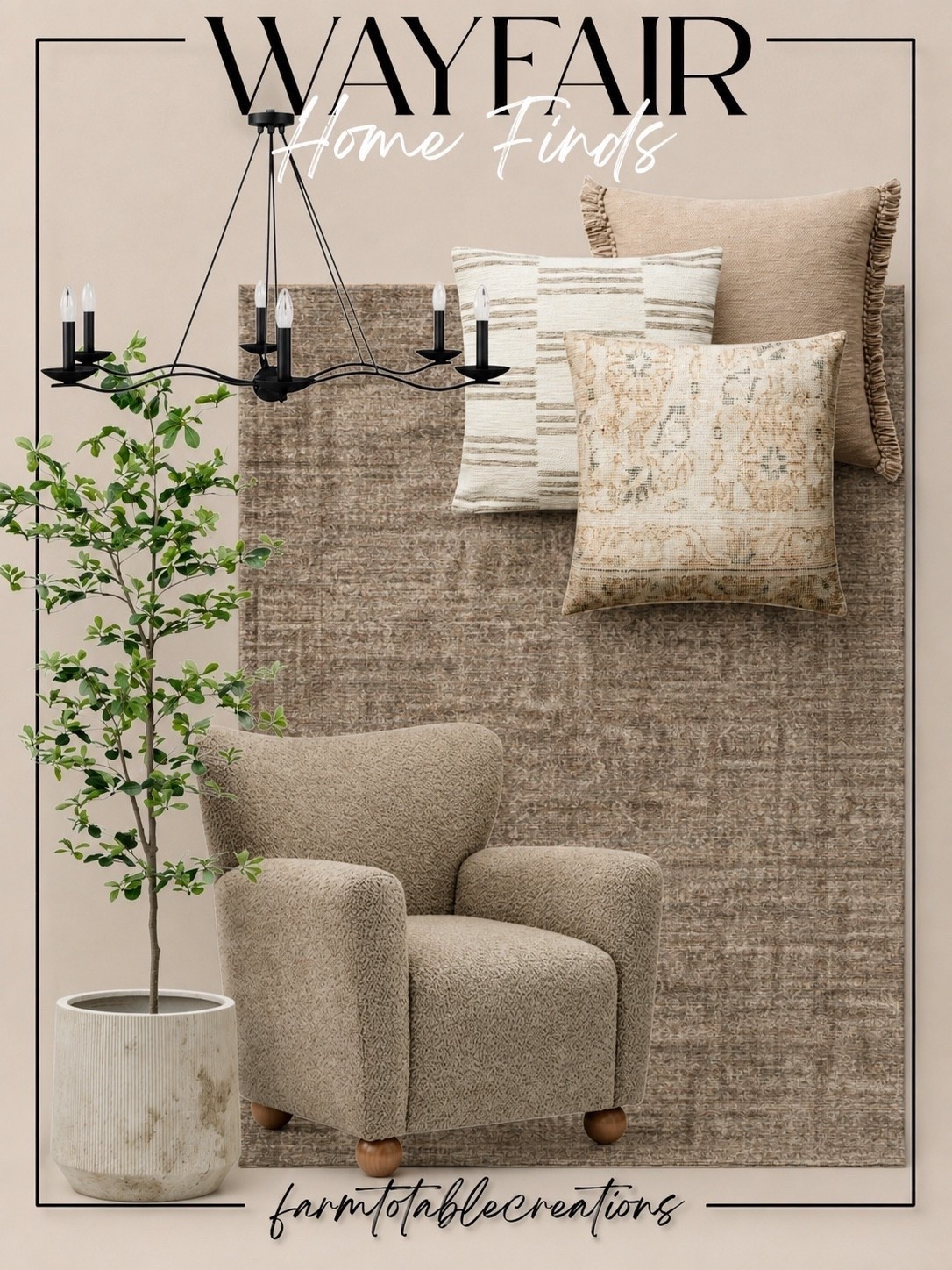 WAYFAIR HOME FINDS

Follow @farmtotablecreations on Instagram for more home finds and styling inspiration.

These Wayfair finds are proof that a few timeless pieces can completely transform a space. From the cozy accent chair and neutral rug to the statement chandelier, textured pillows, and lifelike tree, every piece adds warmth, texture, and an elevated designer feel. These are the kinds of staples you’ll enjoy for years to come.

#wayfair #accentchair #arearug #throwpillows #chandelier

#LTKHome #LTKSaleAlert