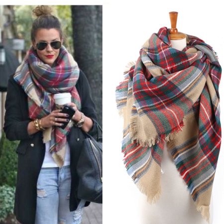 Oversized Soft Plaid Tartan Blanket Scarf | Walmart (US)