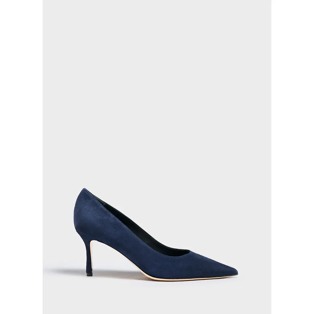 MARION PARKE Classic Pump 70 Suede in Navy at Nordstrom, Size 35.5 | Nordstrom