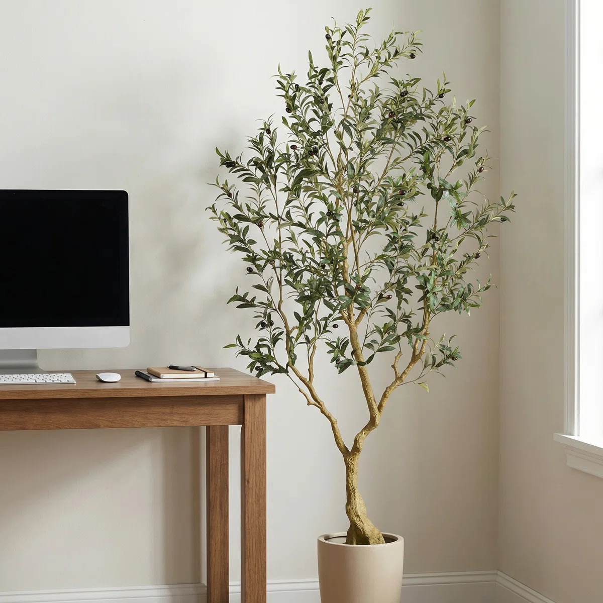 Faux Olive Tree with Natural Fruits, Lifelike Artificial Olive Plant for Home Decor | Wayfair North America