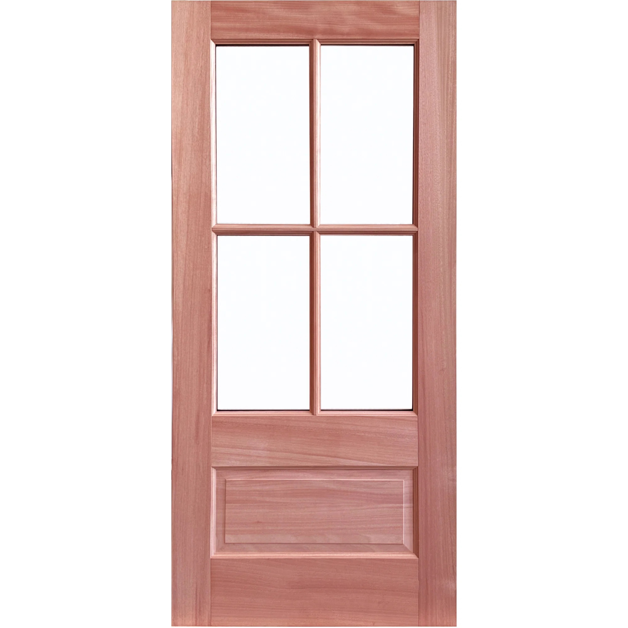 36" x 80" 4 Lites Unfinished Mahogany Front Door | Wayfair North America