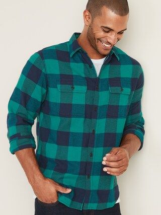 Regular-Fit Built-In Flex Plaid Flannel Shirt for Men | Old Navy (US)