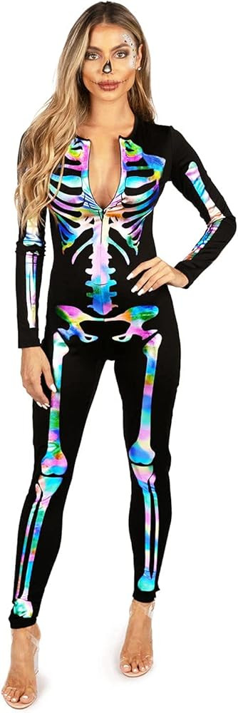 Tipsy Elves Form Fitting & Flattering Skeleton Bodysuits for Halloween - Women's Sexy Skeleton Co... | Amazon (US)