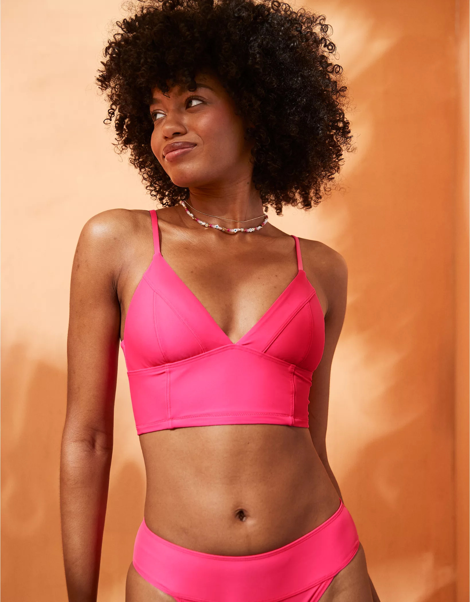 Aerie Seamed Longline Triangle Bikini Top | Aerie