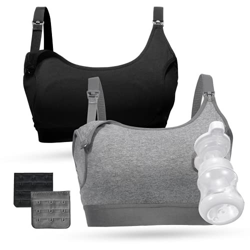 Momcozy Pumping Bra Hands Free 2 Pack Comfortable All Day Wear Pumping and Nursing Bra in One | Amazon (US)