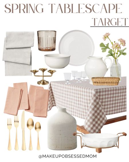 Here's a cute and neutral tablescape inspo that you can copy from Target: table napkin, golden spoon and fork set, table runner, vase, glassware, and more!
#springrefresh #diningarea #affordablefinds #homedecor

#LTKHome #LTKStyleTip #LTKSeasonal