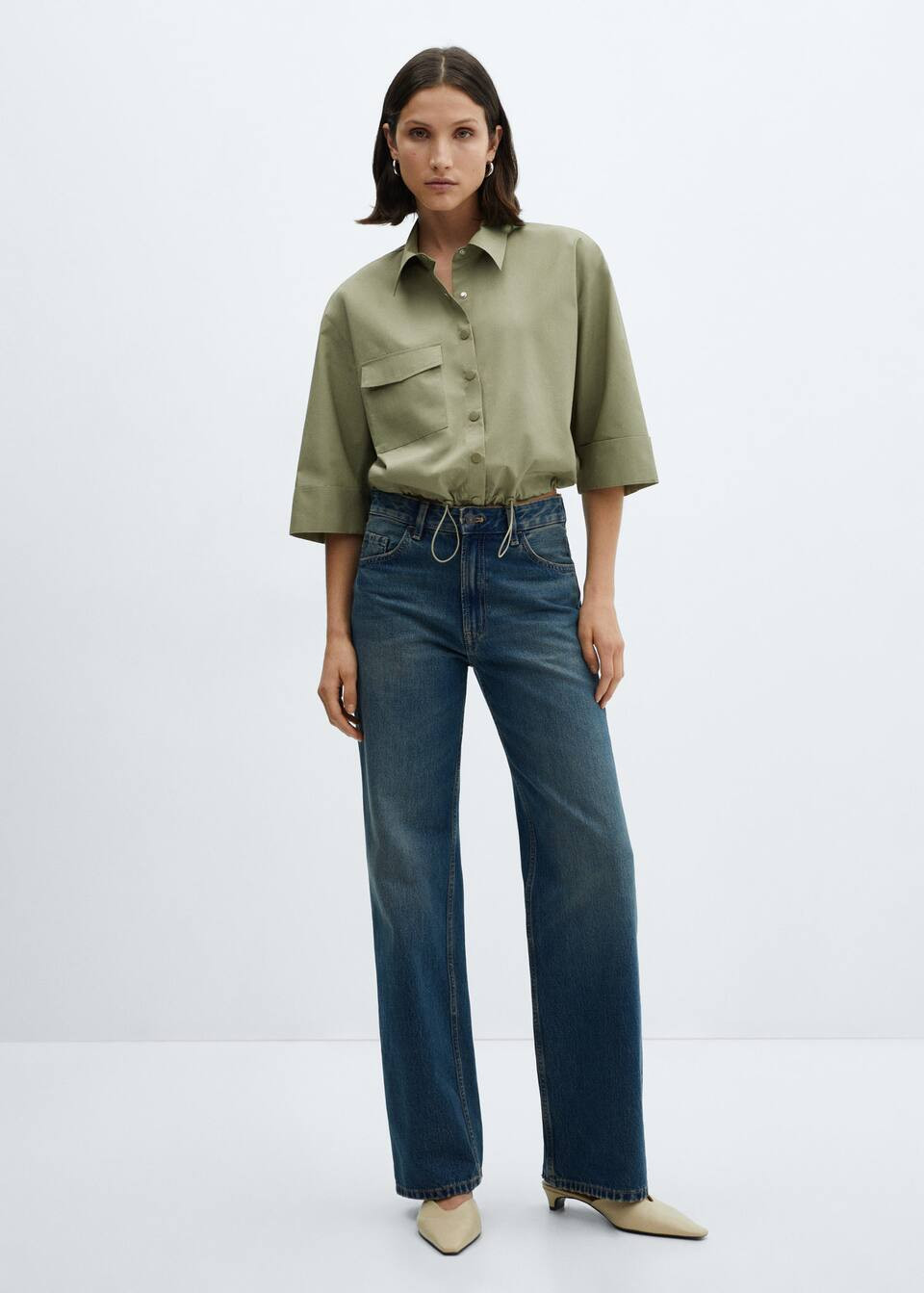 Baumwollhemd mit verstellbarem saum -  Damen | Mango Deutschland | MANGO (DE)