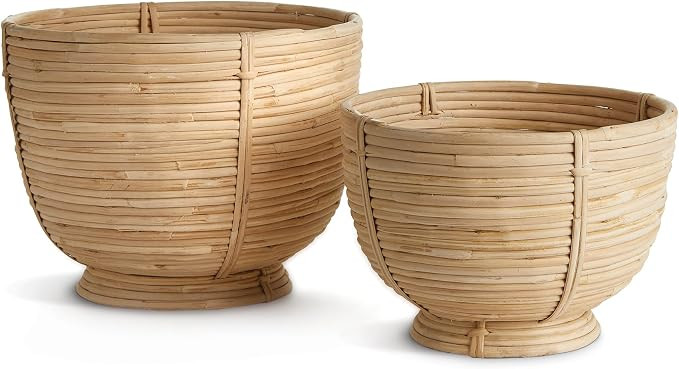 Napa Home & Garden Cane Rattan Decorative Footed Bowls, Set Of 2 Natural | Amazon (US)