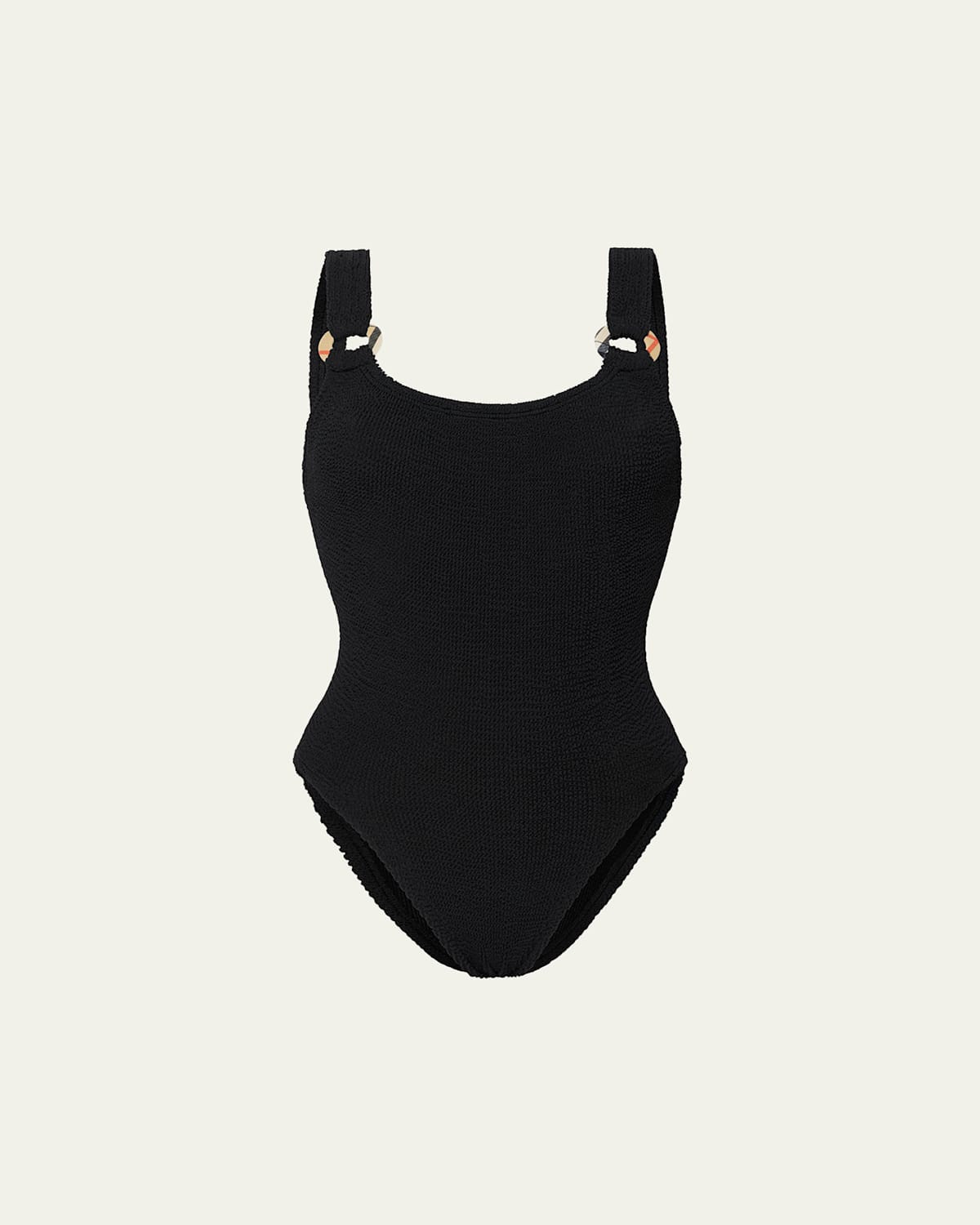 x Hunza G Domino Check Ring One-Piece Swimsuit | Bergdorf Goodman