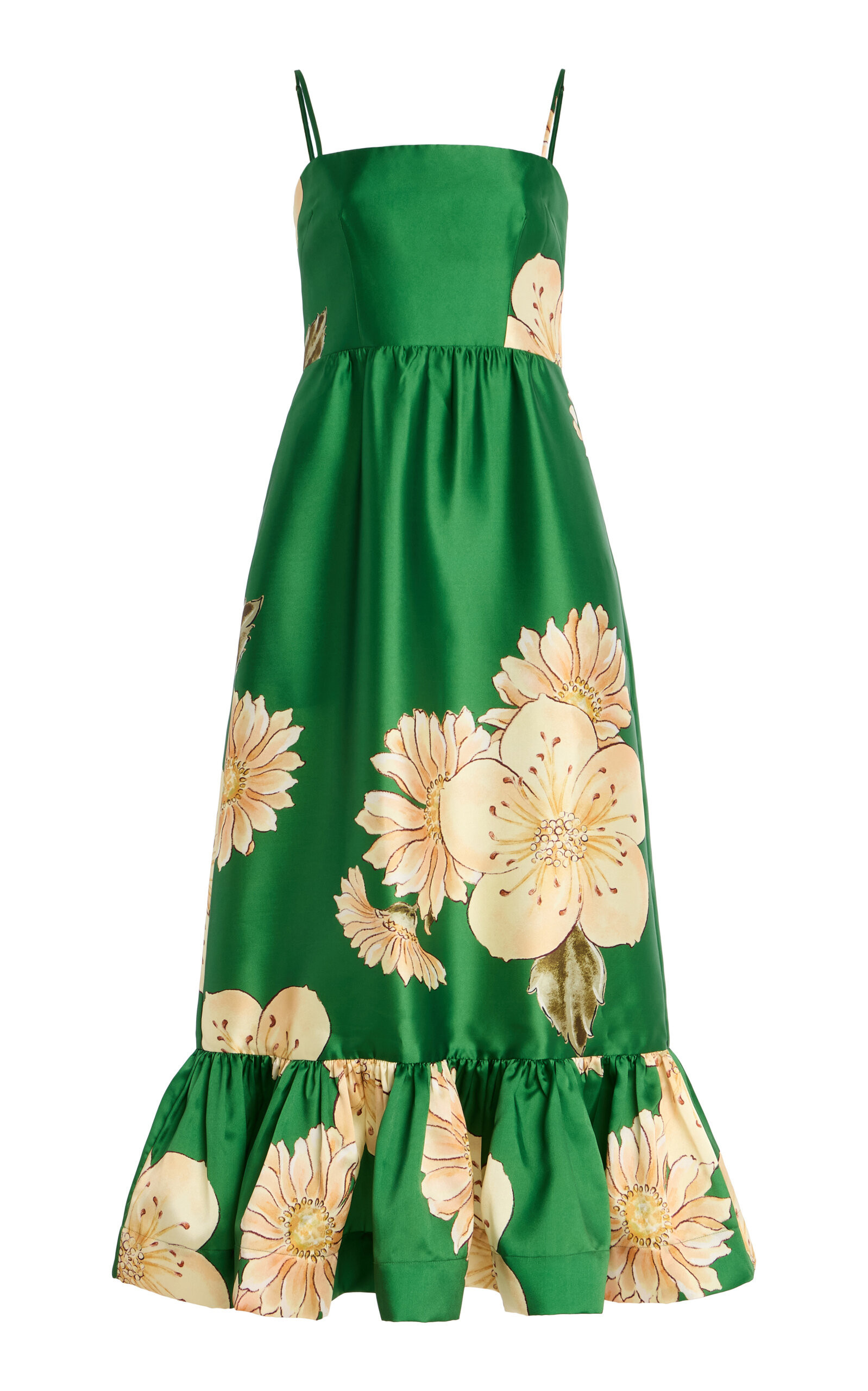 ALÉMAIS Sage Printed Satin Midi Dress - Moda Operandi | Moda Operandi (Global)