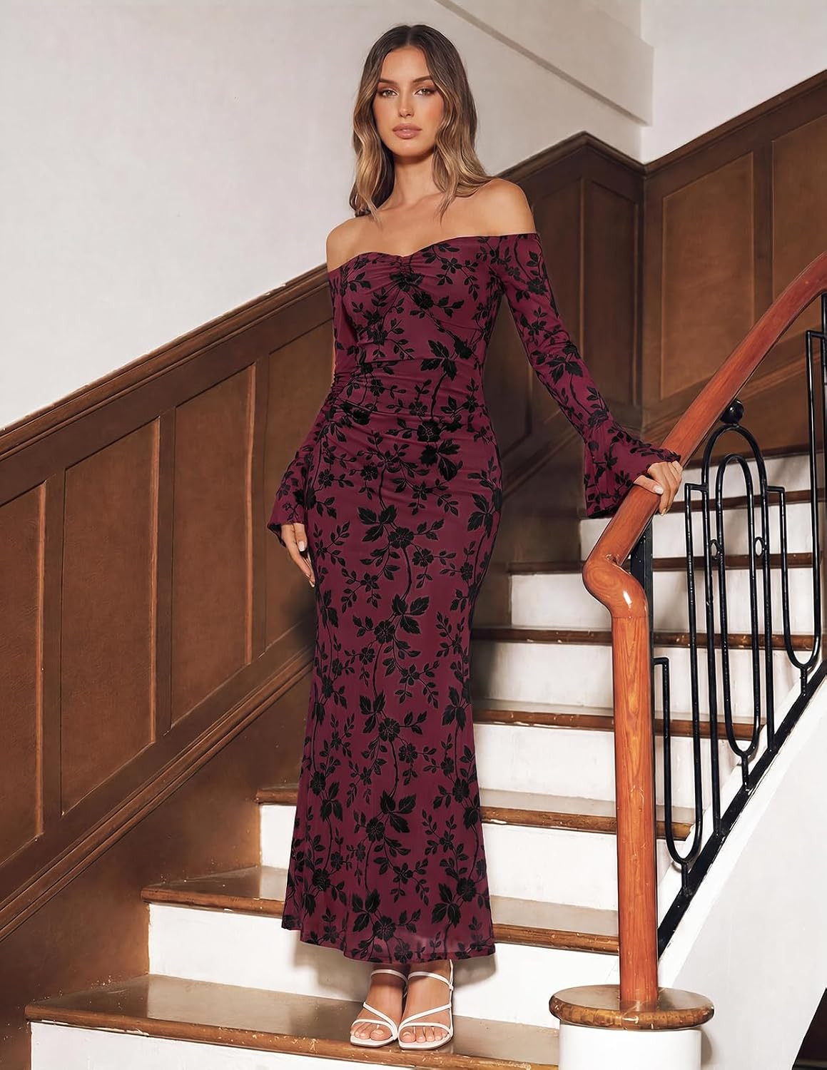 MEROKEETY Women's Off Shoulder Bodycon Fall 2026 Party Formal Maxi Dress | Amazon (US)