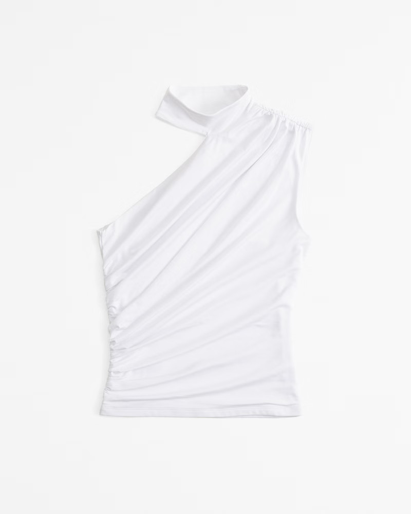 Asymmetrical Draped Mockneck Top | Abercrombie & Fitch (US)