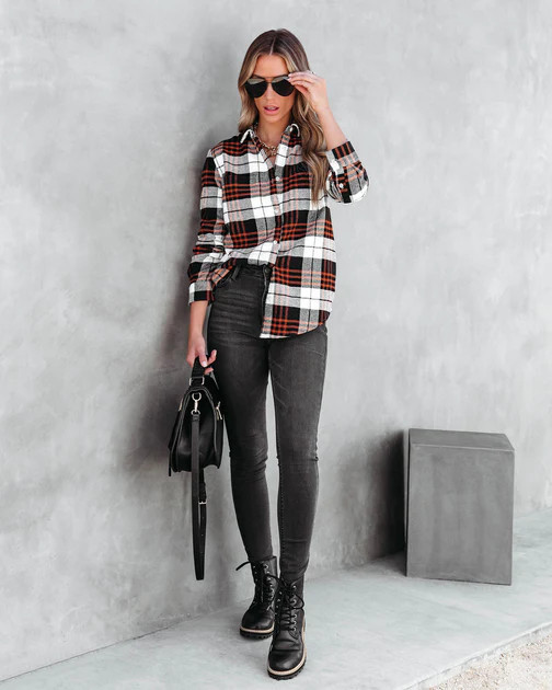 Always The Pick Of The Patch Plaid Pocketed Button Down Top - FINAL SALE | VICI