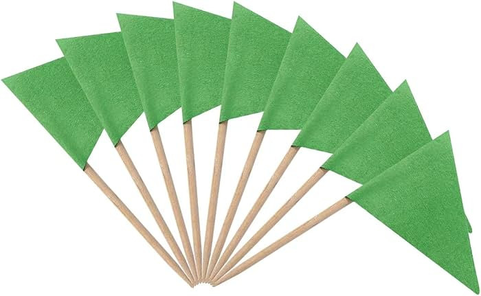 100 Pcs Solid Green Toothpick Flags Small Mini Plain Green Color Triangle Stick Cupcake Toppers F... | Amazon (US)