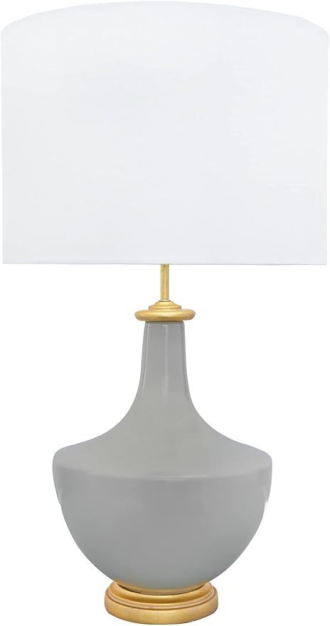 Creative Co-Op 27" Stoneware Linen Shade Table Lamp, Grey and Gold | Amazon (US)