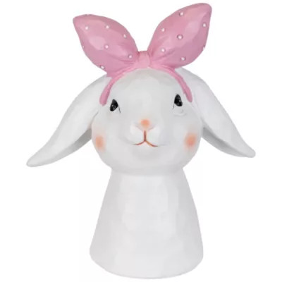 Northlight Easter Bunny Bust with Hair Bow - 7.5" - White and Pink | Belk