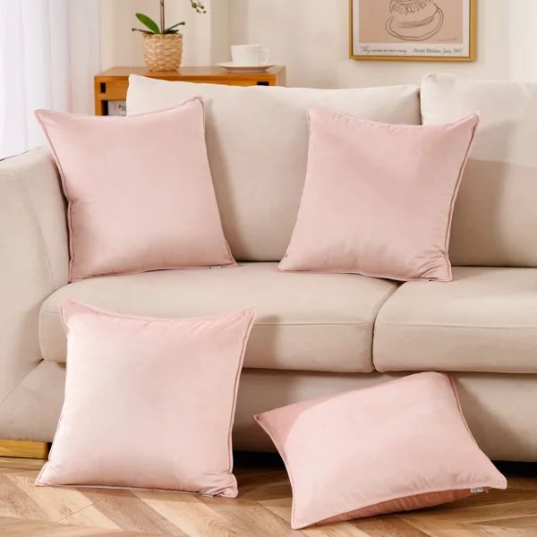 Flanged Square Velvet Pillow Cover (Set of 4) | Wayfair North America