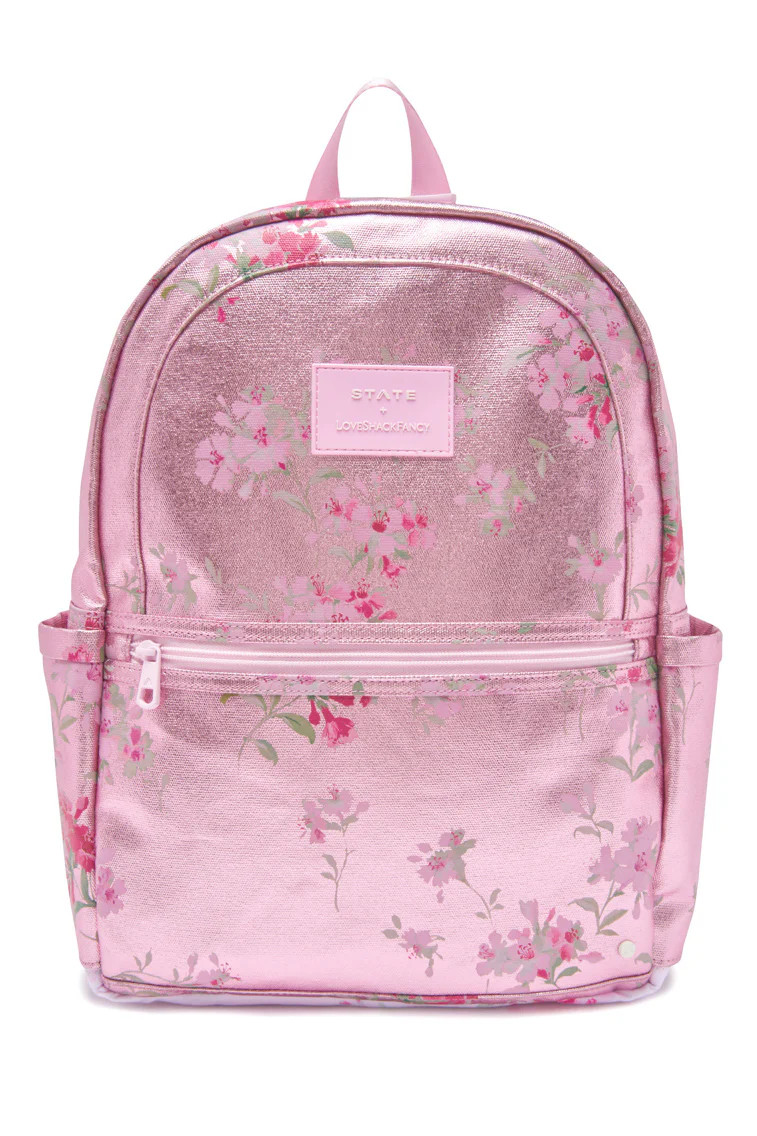 STATE x LoveShackFancy Kane Pink Metallic Travel Backpack | LOVESHACKFANCY