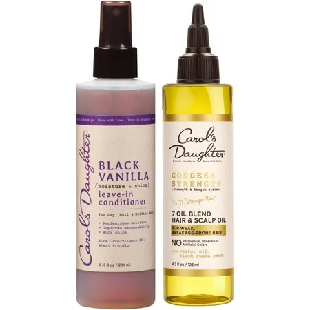 Carol’s Daughter Black Vanilla Leave in Conditioner Spray and Goddess Strength Castor Oil Hair Oil for All Hair Types | Walmart (US)