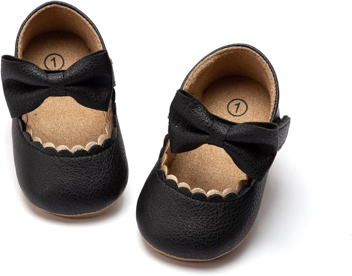 ohsofy Infant Baby Girls Mary Jane Flats Non-Slip Bowknot Princess Wedding Dress Shoes Toddler Cr... | Amazon (US)