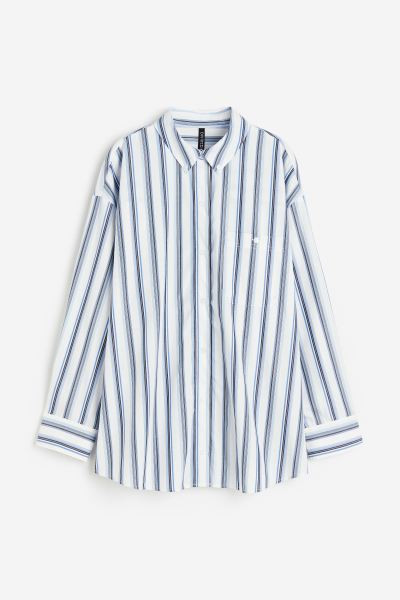 Camisa de popelina oversize - Blanco/Rayas - MUJER | H&M ES | H&M (FR, IT, ES, PT, BE)