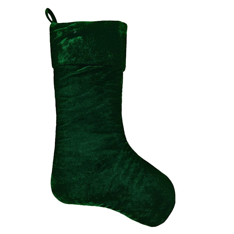 Classic Christmas Green Velvet Stocking, 20" | At Home