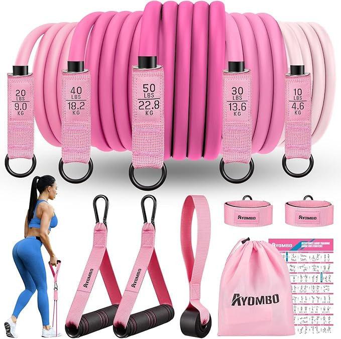 Resistance Bands, Exercise Bands with Handles for Working Out, Fitness Bands for Women, Workout E... | Amazon (US)