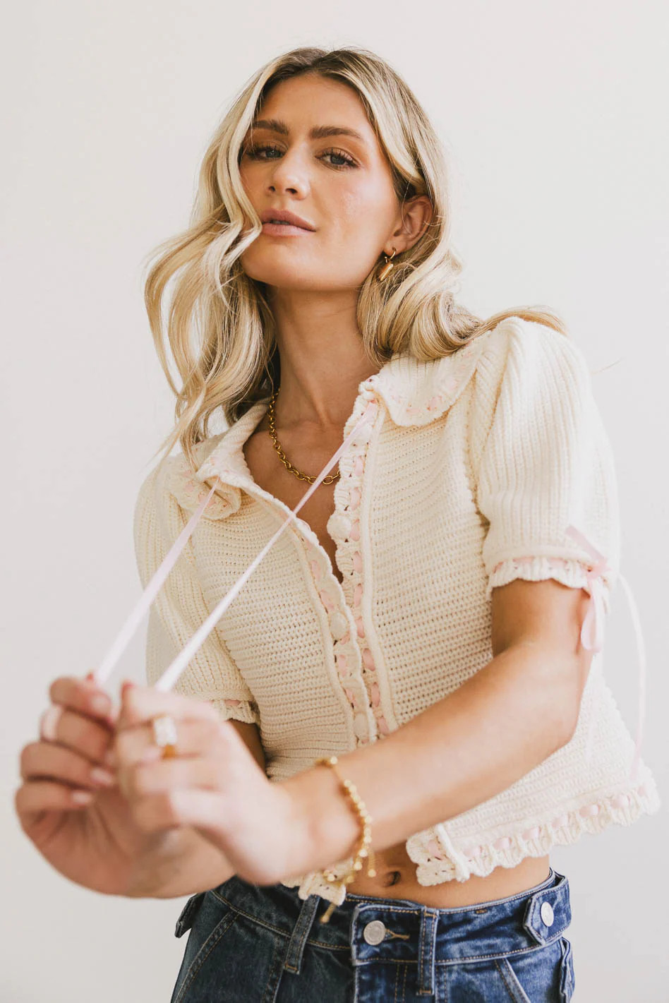 Penelope Ribbon Trim Cardigan | Böhme US