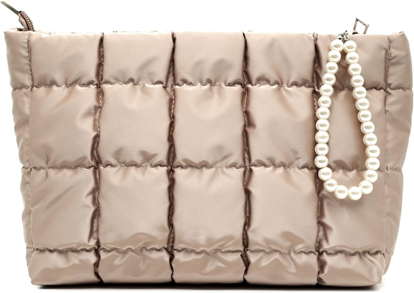 Beayuva Puffer Quilted Makeup Bag Travel Cosmetic Bag Portable Puffy Checkered Toiletry Pouch Ski... | Amazon (US)